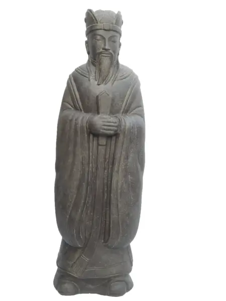 Product image 1 of the product “Standing Samurai, 175cm height, cast stone, hollow, handcrafted & coloured ”